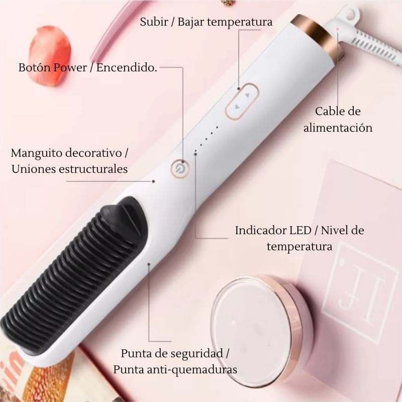 Cepillo Alisador 3 en 1 – Cabello Perfecto en Minutos